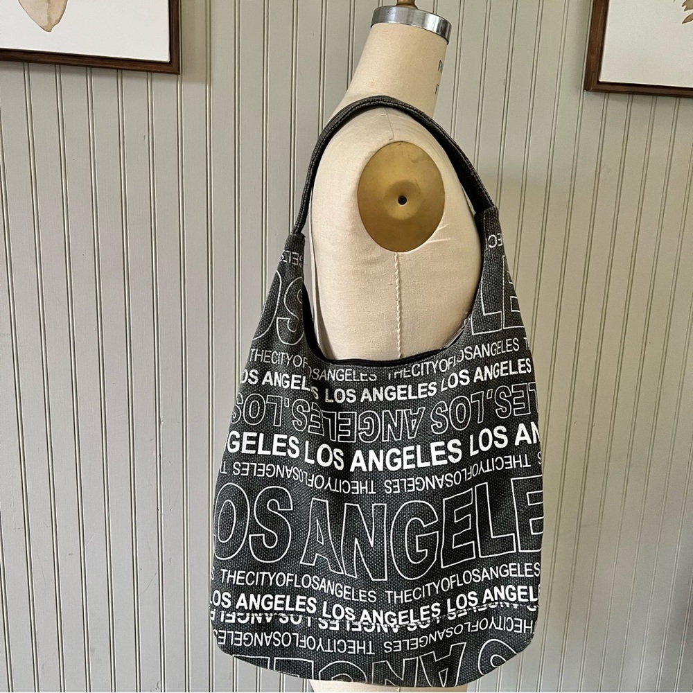Robin Ruth Los Angeles Graphic Fabric Large Hobo Bag Canvas